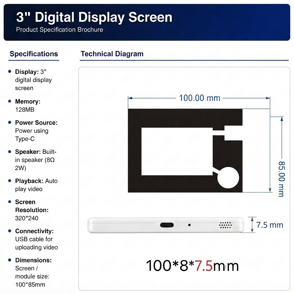 3" Digital Signage Display TV