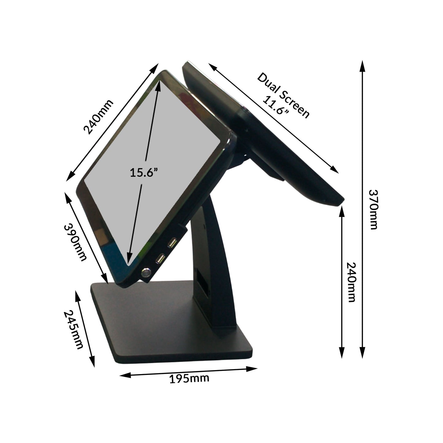 15.6" Windows Touch Dual Display POS | Intel Core i5 Processor 7th Generation | 8GB RAM | 128GB SSD