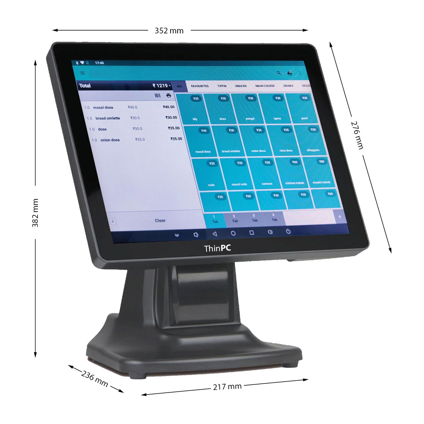 Android Touch POS | 2GB RAM | 16GB Storage | 15" Capacitive Touch