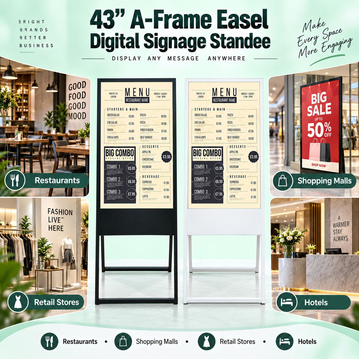 43" A-Frame Easel Digital Signage Standee - ThinPC