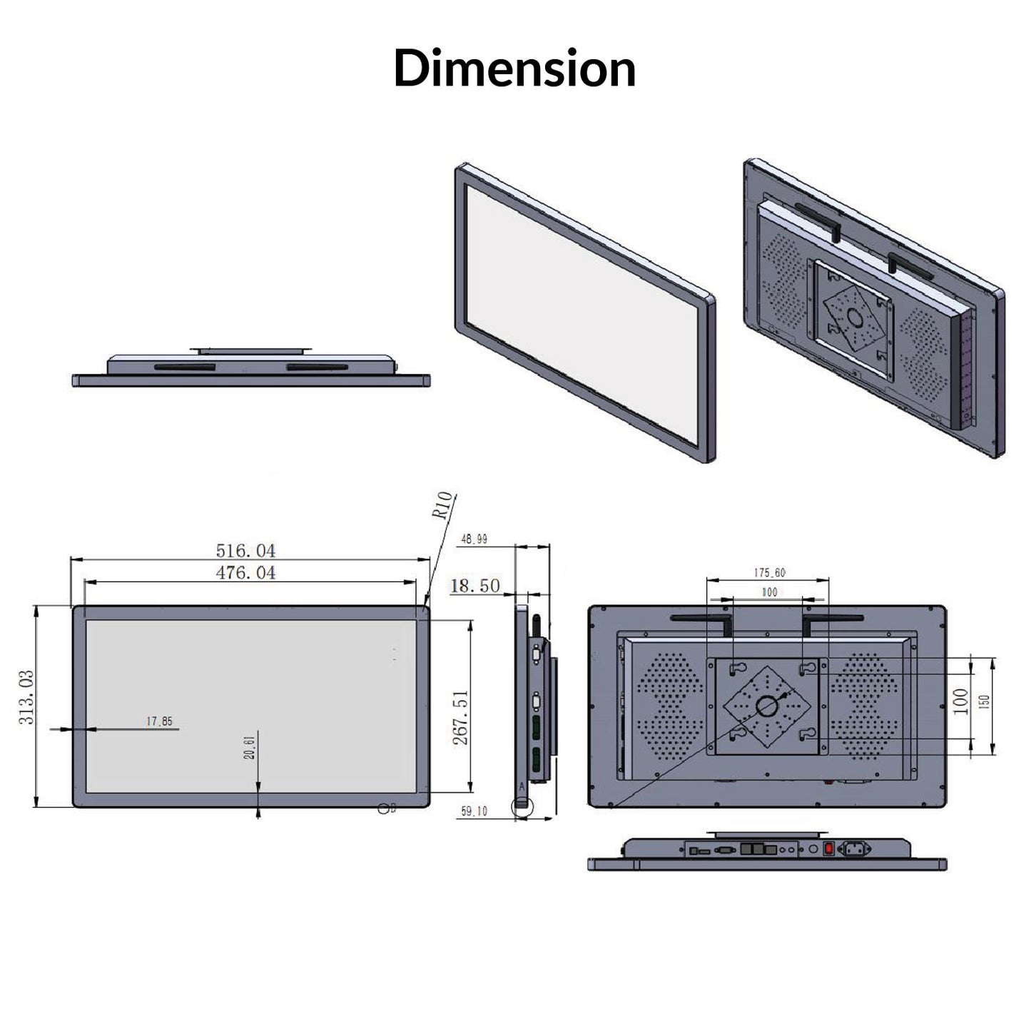 21.5" PCAP Capacitive Multi Touch Screen Monitor