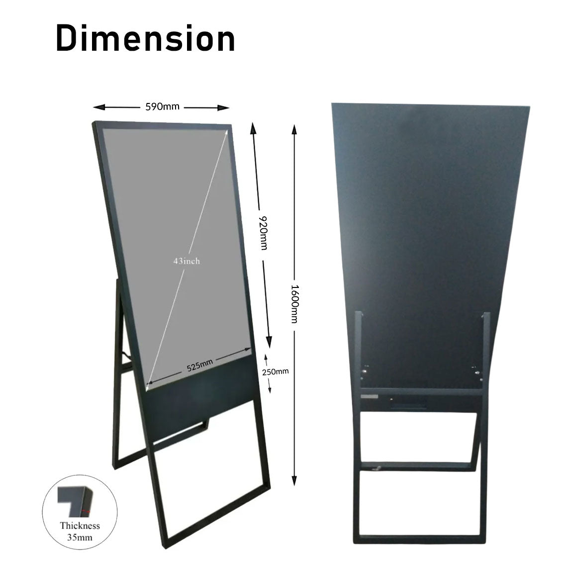 43" A-Frame Easel Digital Signage Standee - ThinPC