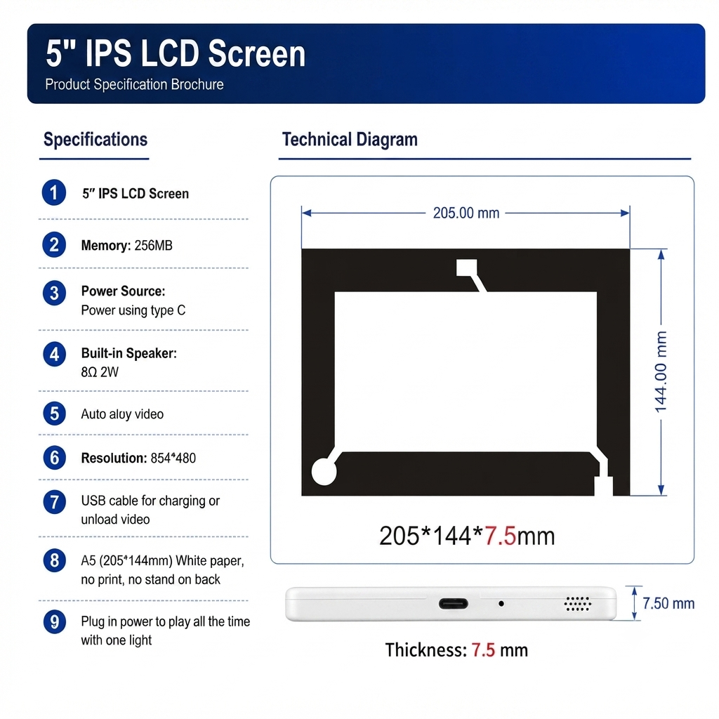 5" IPS LCD Screen