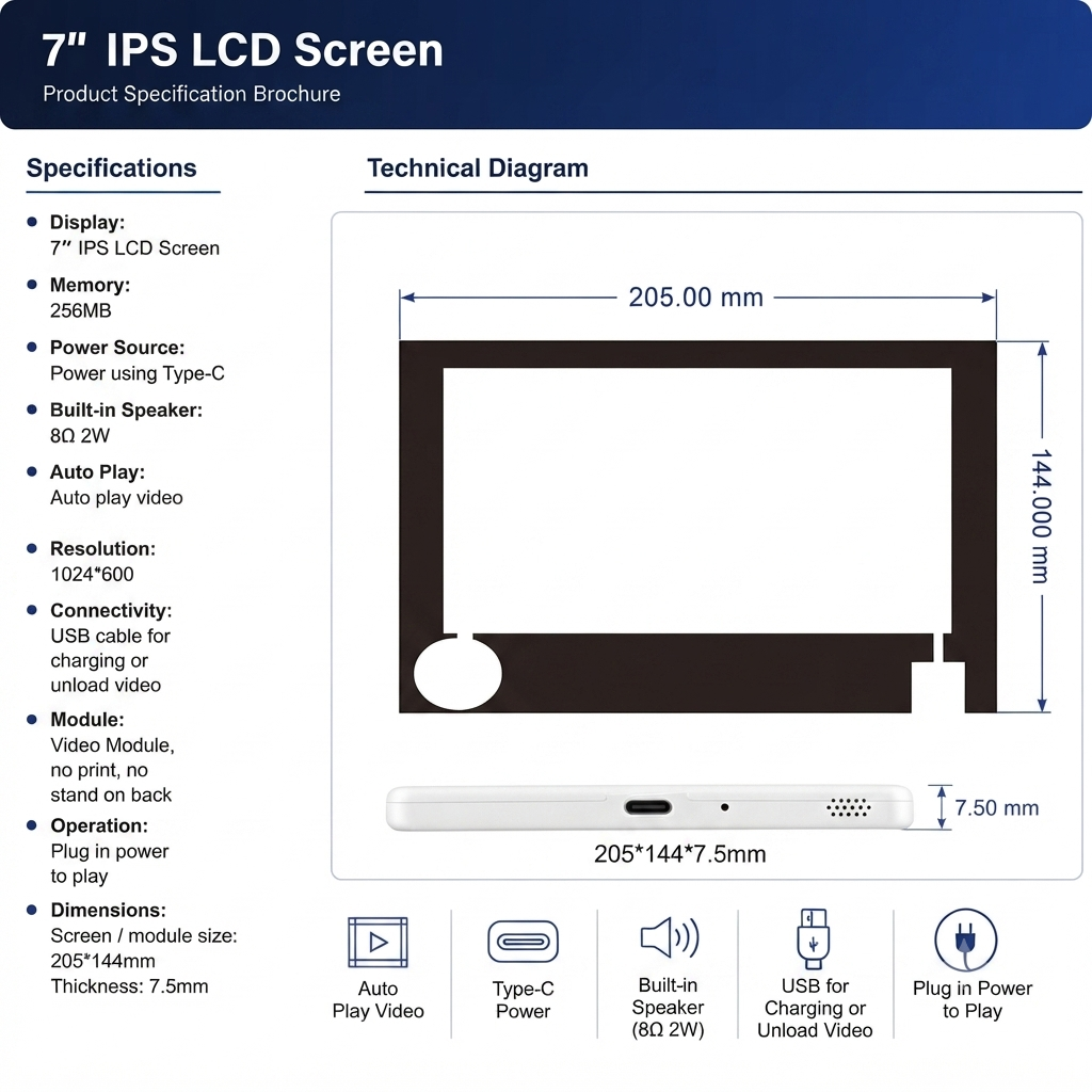 7" IPS LCD Screen