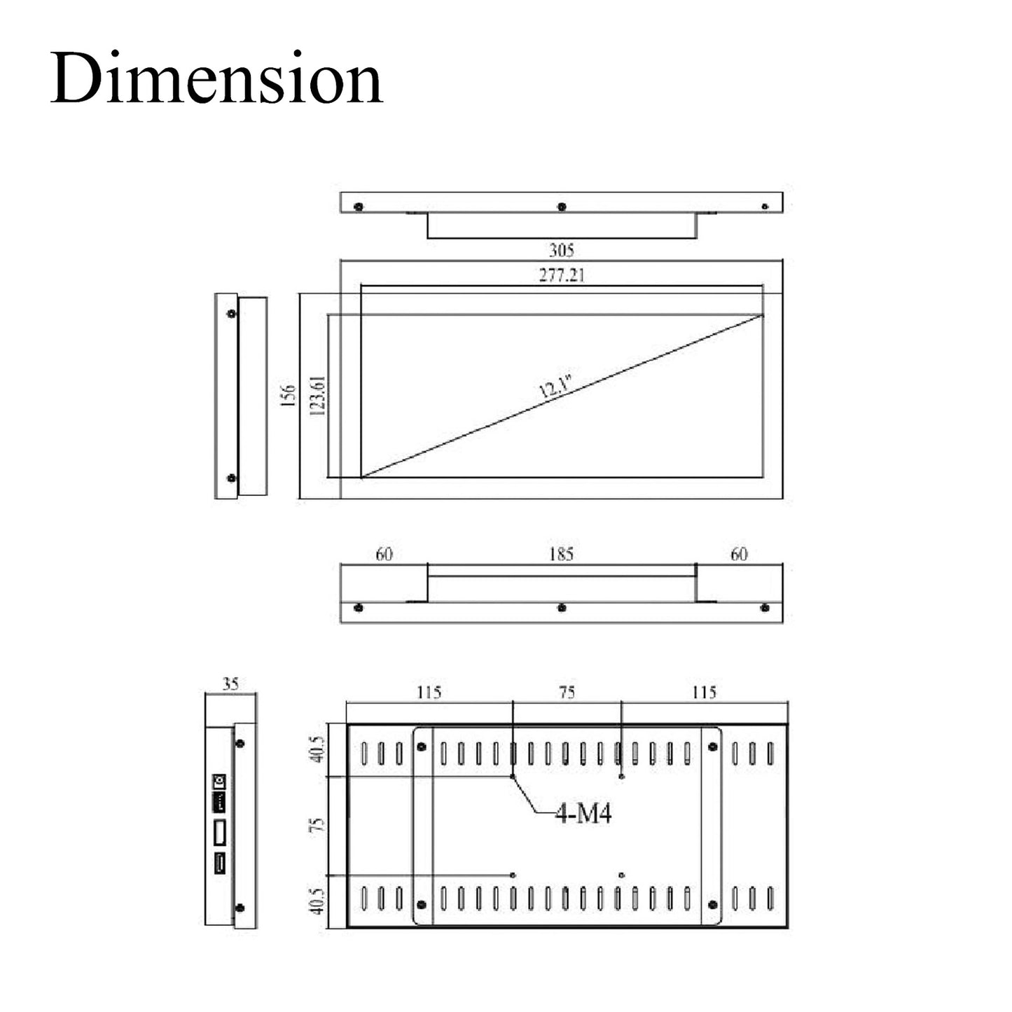 12" Bar Display | Brightness 1000 nits | Android os