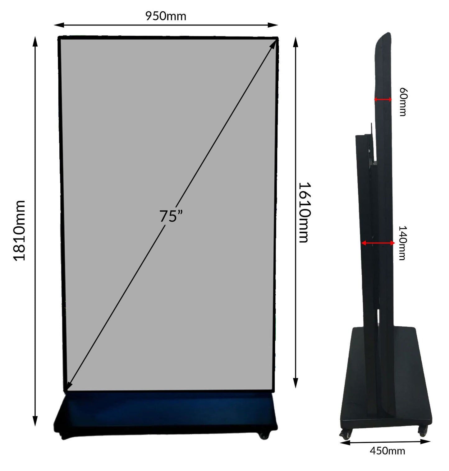 75" Digital Signage Display with Stand - ThinPC