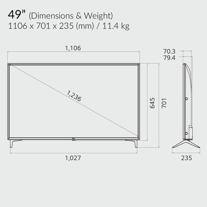 Model - 49LV640S Commercial-Signage TV (16 x 7)IPS Panel / HD / VGA / HDMI / USB / Wi-Fi - ThinPC