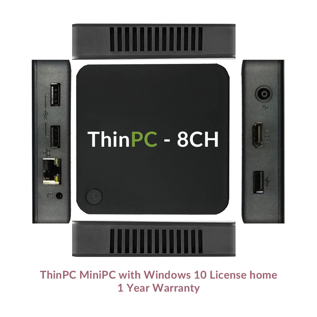 MiniPC 8CH - Intel Quad Core / 2GB / 32GB / Windows 10 license home-old - ThinPC