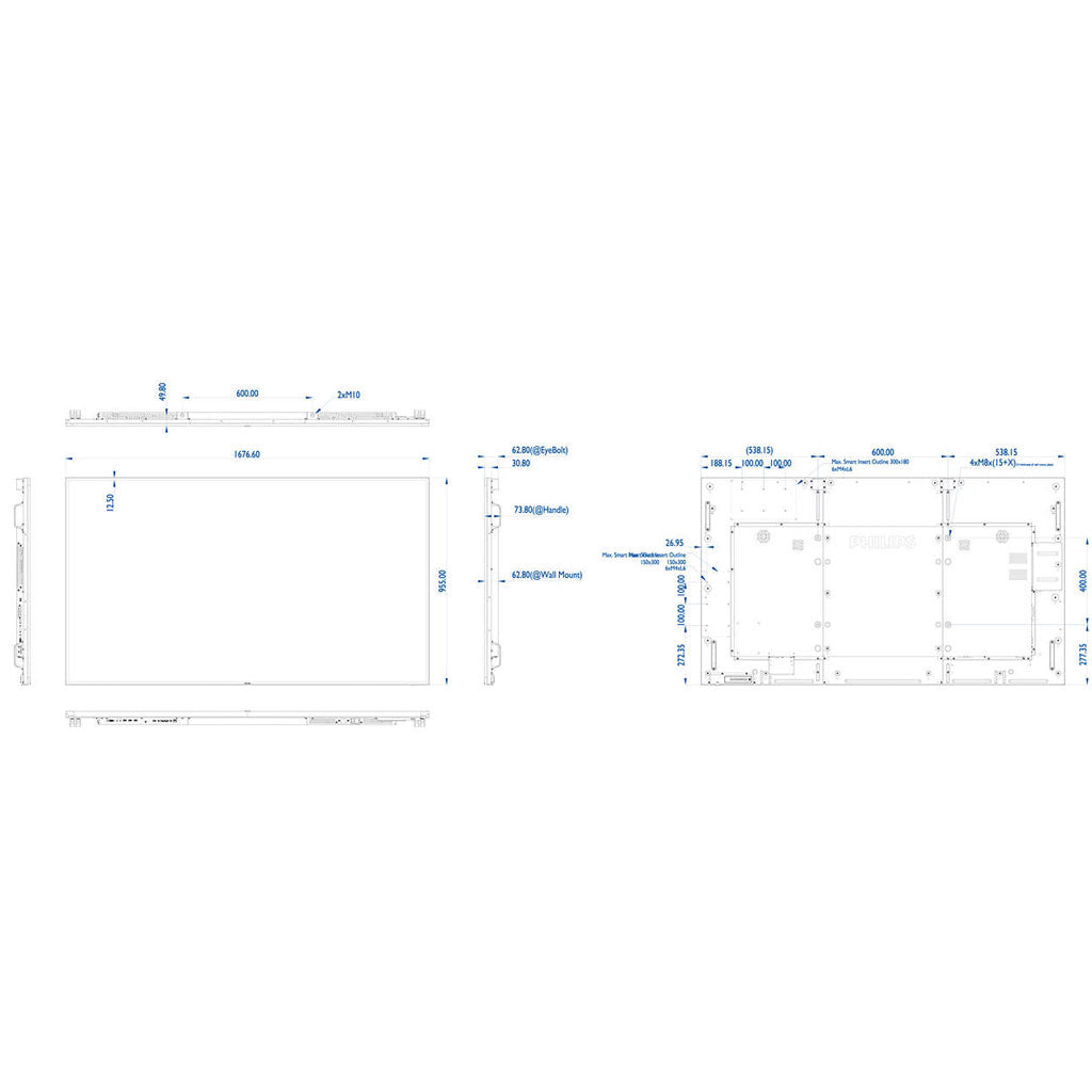 Model - 75BDL3000U Connectivity / Inbuilt Web Browsing/ Built -in-Speakers 10W+10W / HDMI / DVI / VGA / RS232 / USB/ RJ-45 - ThinPC